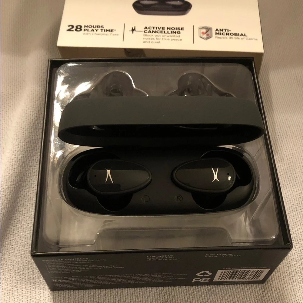 Altec Lansing NanoBuds Black Wireless noise cancelling Earphones NIB